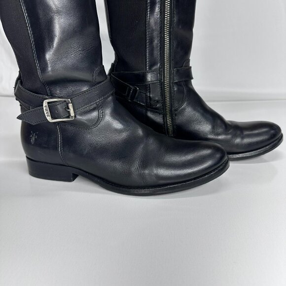 Frye Melissa Gore Inside Zip Tall Riding Boots Black Size 8.5B - Picture 3 of 10